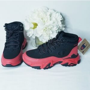 Champion Bromad C Lock Black/Scarlet Red Sneaker Boots Size 7 Youth NWT